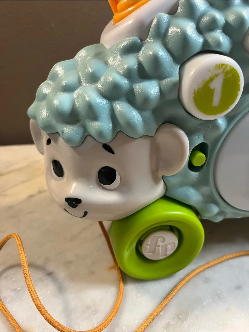 Fisher-Price Light Blue Pull-Along Learning Sheep with Green Wheels